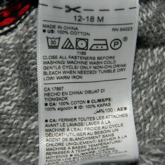 Boys 12-18 Months Gray Llama Cardigan Sweater - Picture 5 of 8